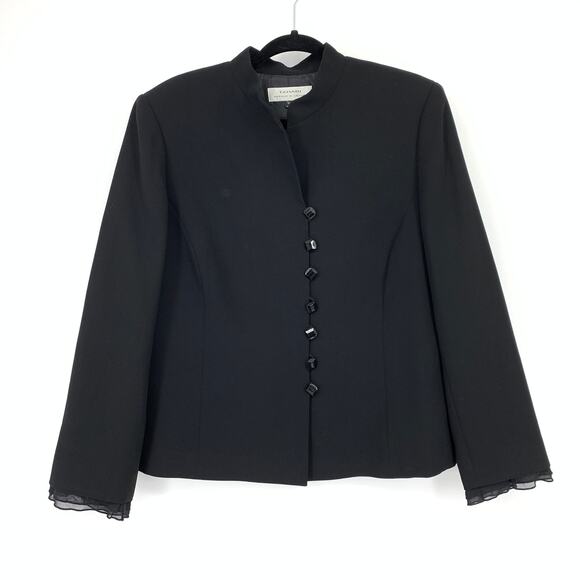 Tahari Button Front Dressy Blazer Jacket Womens Size 18W Black Gem Cut Buttons - Picture 1 of 6